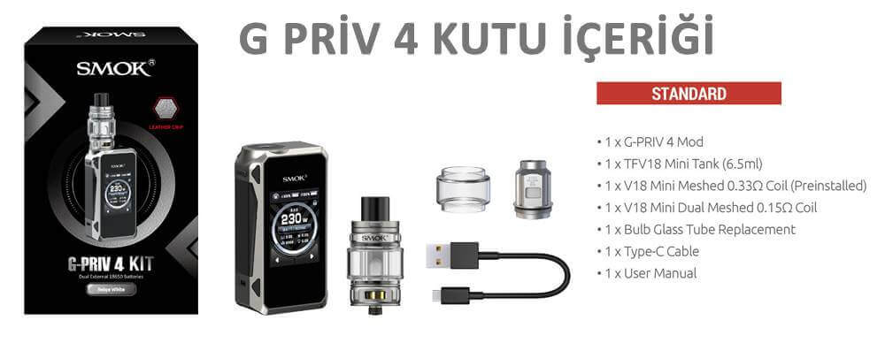 Smok G Priv 4 Kit Kutu İçeriği